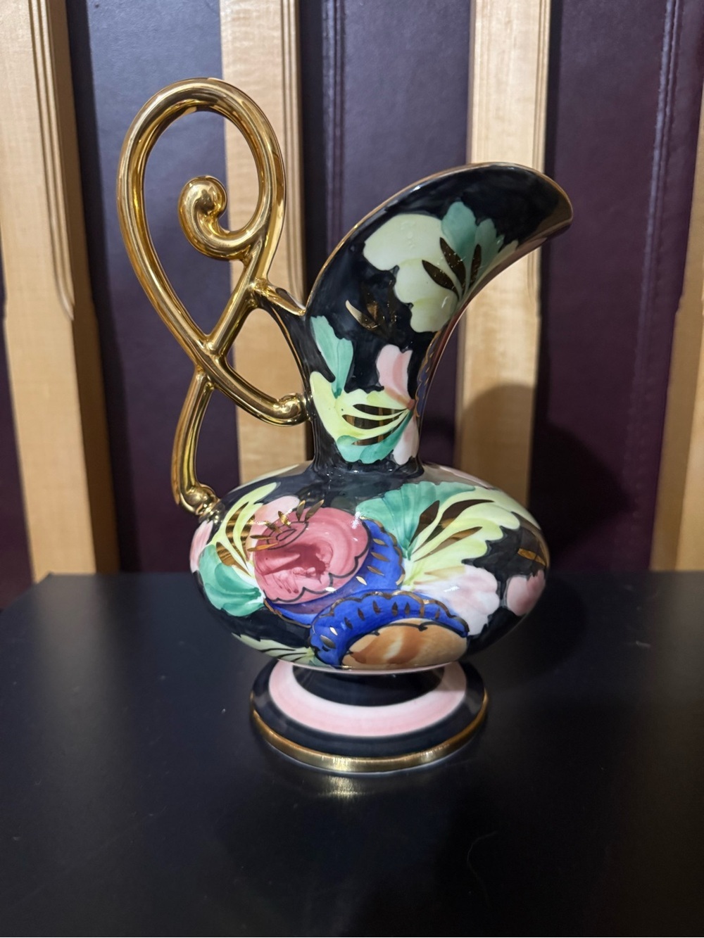 Hand-Painted Vintage Art Deco Belgium Ewer Pitcher C.M. Bergen - Picture 1 of 11